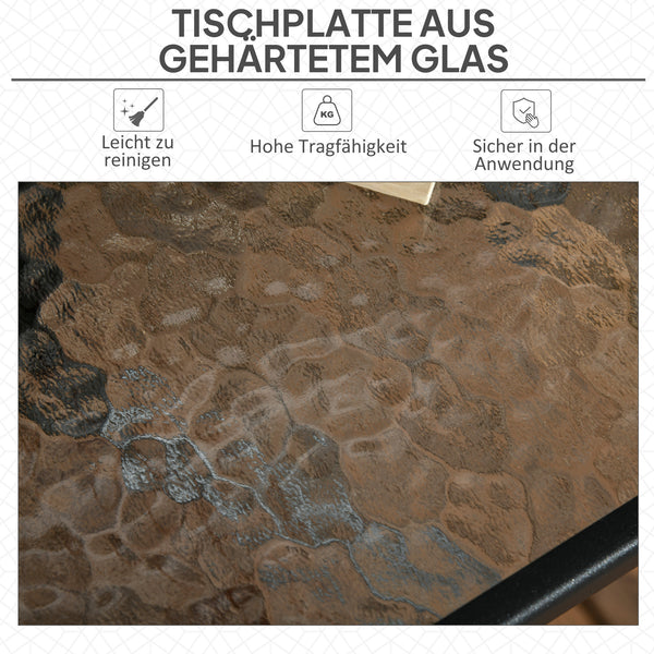 Gartentisch wetterfest rutschfest mit Schirmloch Stahl schwarz
