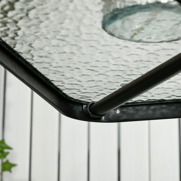 Gartentisch wetterfest rutschfest mit Schirmloch Stahl schwarz