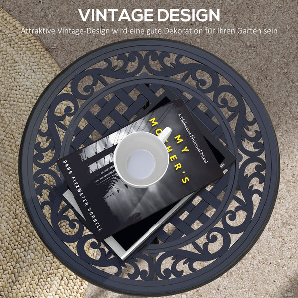 Gartentisch im Vintage Design für Balkon und Terrasse schwarz