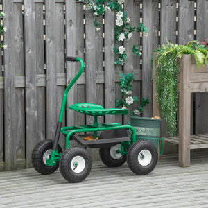Gartenwagen mit Drehsitz und Ablagekorb Grün
