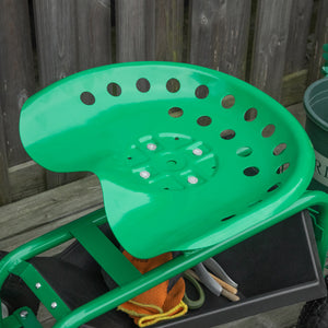 Gartenwagen mit Drehsitz und Ablagekorb Grün