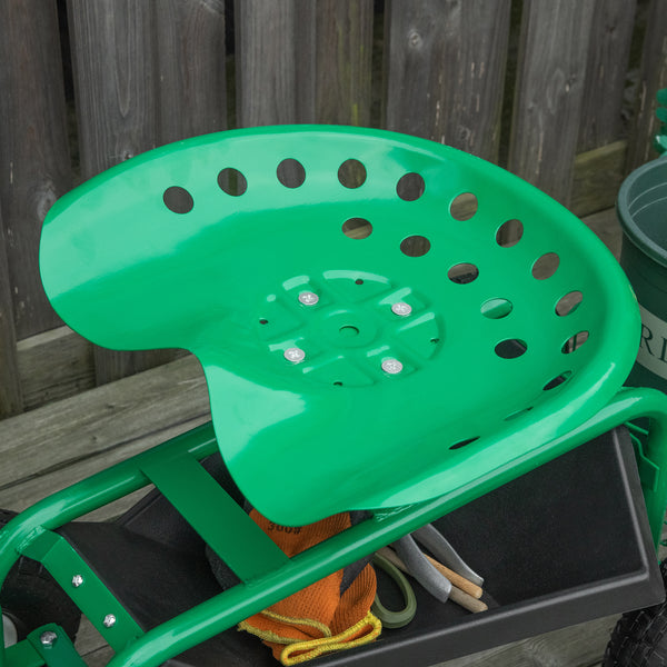 Gartenwagen mit Drehsitz und Ablagekorb Grün