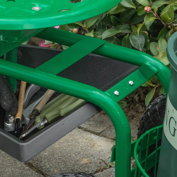 Gartenwagen mit Drehsitz und Ablagekorb Grün