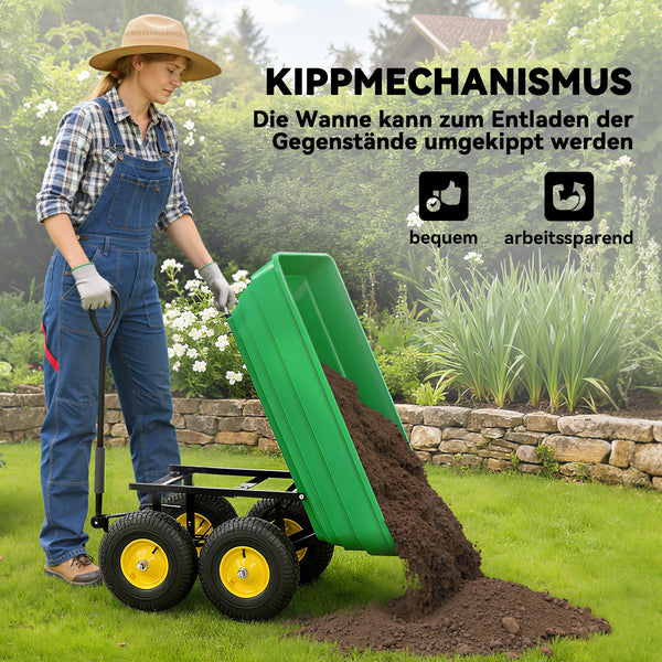 Gartenwagen Handwagen mit Kippfunktion 200kg 75L Kunststoffwanne