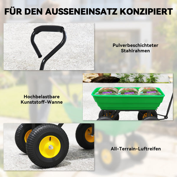 Gartenwagen Handwagen mit Kippfunktion 200kg 75L Kunststoffwanne