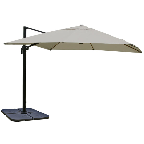 Gastronomie-Ampelschirm 3x4m creme-grau mit Ständer
