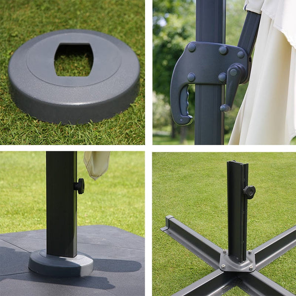 Gastronomie-Ampelschirm 3x3m creme mit Ständer