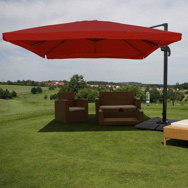 Gastronomie-Ampelschirm 3x4m Flap bordeaux mit Ständer