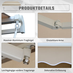 Gelenkarmmarkise Sonnenschutz verstellbar mit Kurbel beige