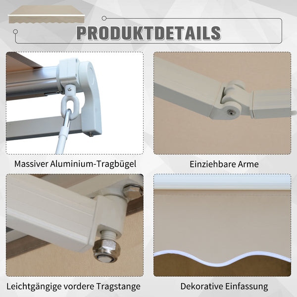 Gelenkarmmarkise Sonnenschutz verstellbar mit Kurbel beige