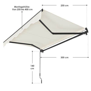 Gelenkarmmarkise 300 x 250 cm mit Kurbel Beige