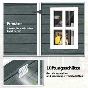 Gerätehaus Gartenhaus mit Boden Fenster Schloss Holzoptik