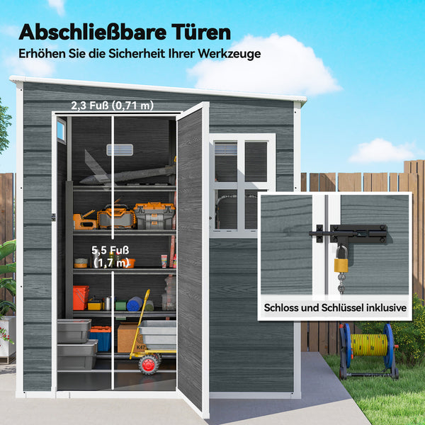 Gerätehaus Gartenhaus mit Boden Fenster Schloss Holzoptik