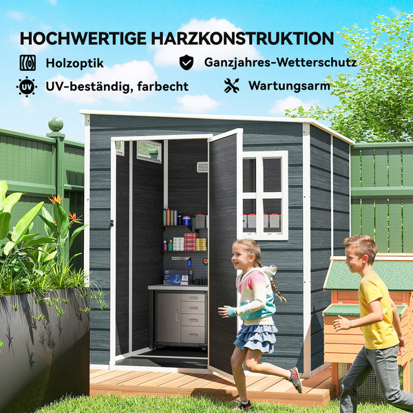 Gerätehaus Gartenhaus mit Boden Fenster Schloss Holzoptik
