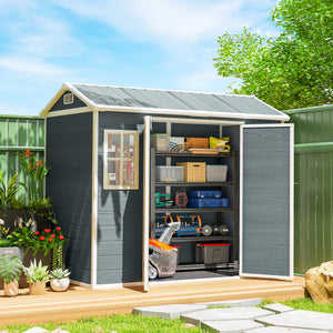 Gerätehaus Gartenhaus mit Doppeltür Fenster und Boden Holzoptik