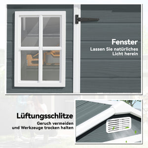 Gerätehaus Gartenhaus mit Doppeltür Fenster und Boden Holzoptik