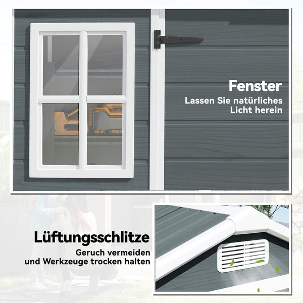 Gerätehaus Gartenhaus mit Doppeltür Fenster und Boden Holzoptik
