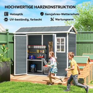 Gerätehaus Gartenhaus mit Doppeltür Fenster und Boden Holzoptik