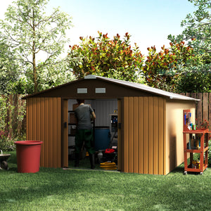 Gerätehaus Gartenhaus Geräteschuppen Fahrradschuppen Stahl braun