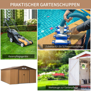 Gerätehaus Gartenhaus Geräteschuppen Fahrradschuppen Stahl braun