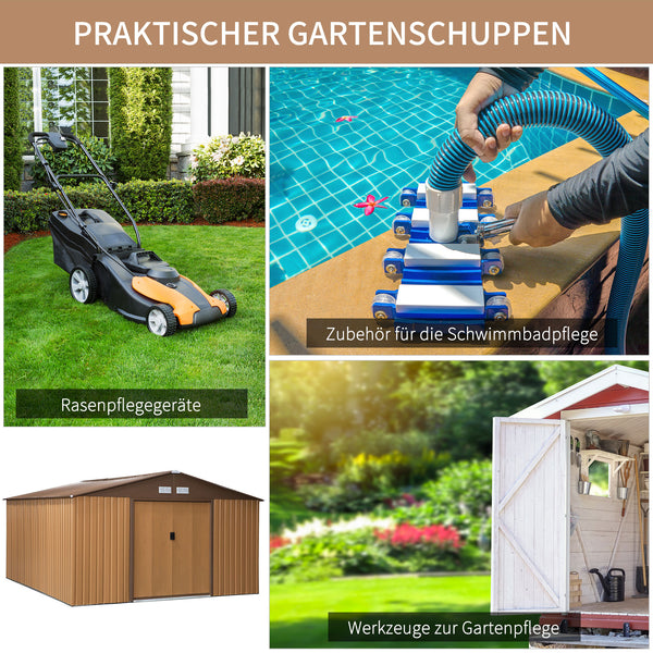 Gerätehaus Gartenhaus Geräteschuppen Fahrradschuppen Stahl braun