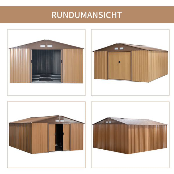 Gerätehaus Gartenhaus Geräteschuppen Fahrradschuppen Stahl braun