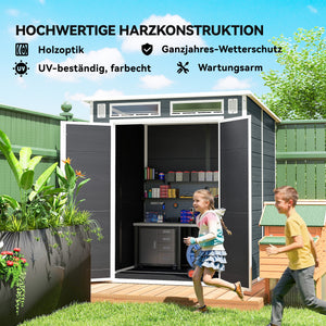 Gerätehaus mit Holzoptik Fenster Doppeltür Boden abschliessbar