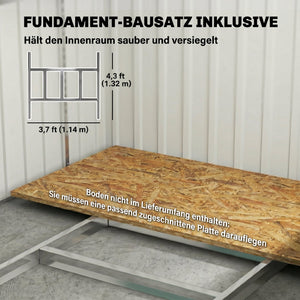 Gerätehaus Metall mit Pultdach und Fundament für Garten