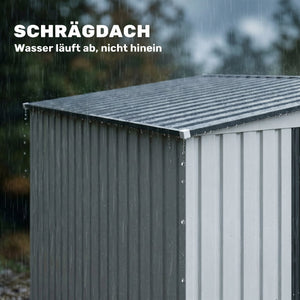 Gerätehaus Metall mit Pultdach und Fundament für Garten