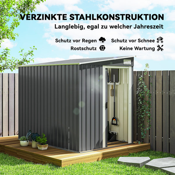 Gerätehaus Metall mit Pultdach und Fundament für Garten