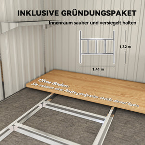 Gerätehaus Metall mit Pultdach und Fundament für Garten
