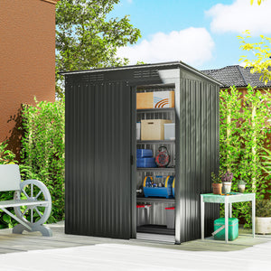 Gerätehaus Metall mit Pultdach und Schiebetür für Garten