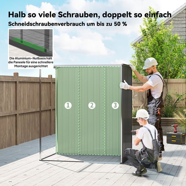 Gerätehaus Metall mit Pultdach und Schiebetür für Garten