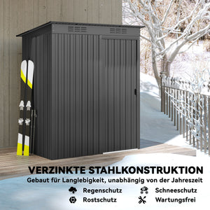 Gerätehaus Metall mit Pultdach und Schiebetür für Garten