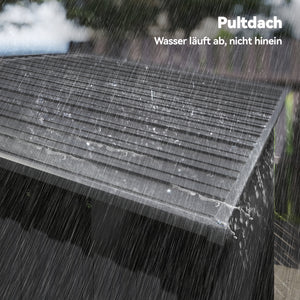 Gerätehaus Metall mit Pultdach und Schiebetür für Garten