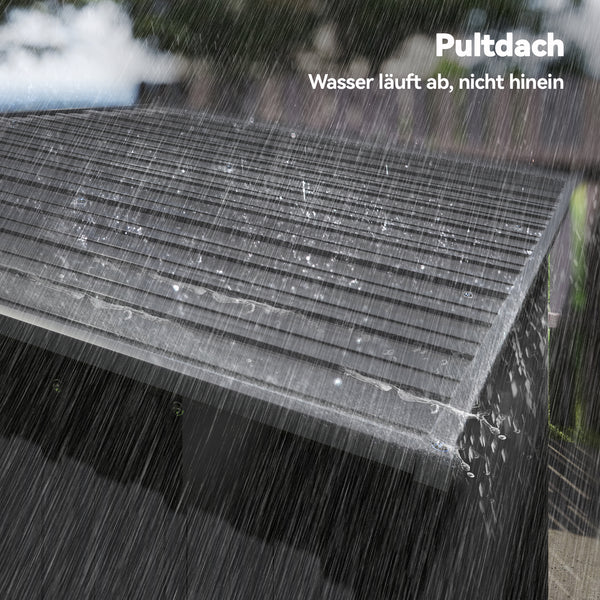 Gerätehaus Metall mit Pultdach und Schiebetür für Garten
