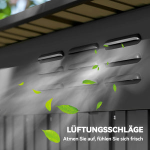 Gerätehaus Metall mit Pultdach und Schiebetür für Garten