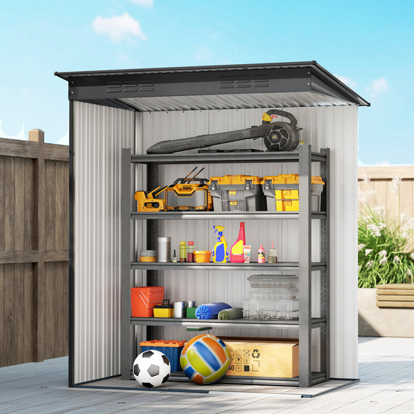 Gerätehaus Metall mit Pultdach und Schiebetür für Garten