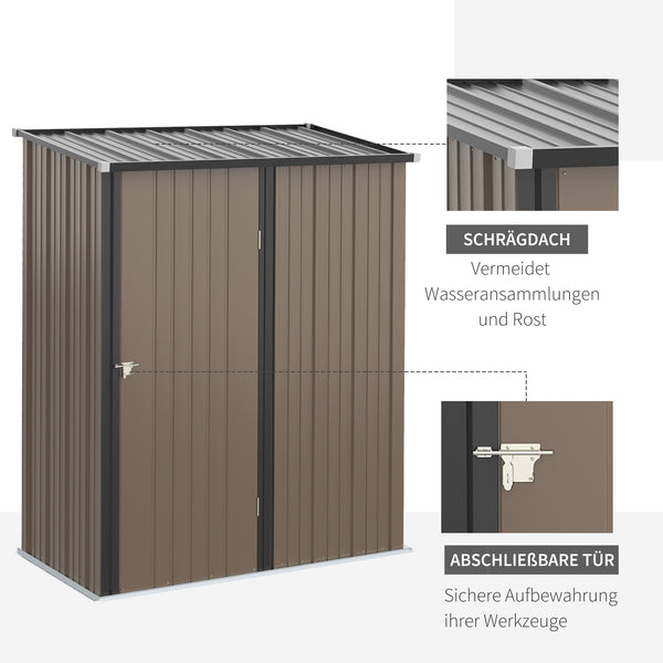 Gerätehaus abschliessbar mit Pultdach für den Garten Stahl