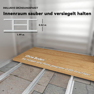 Gerätehaus wetterfest mit Satteldach und Schiebetür grau