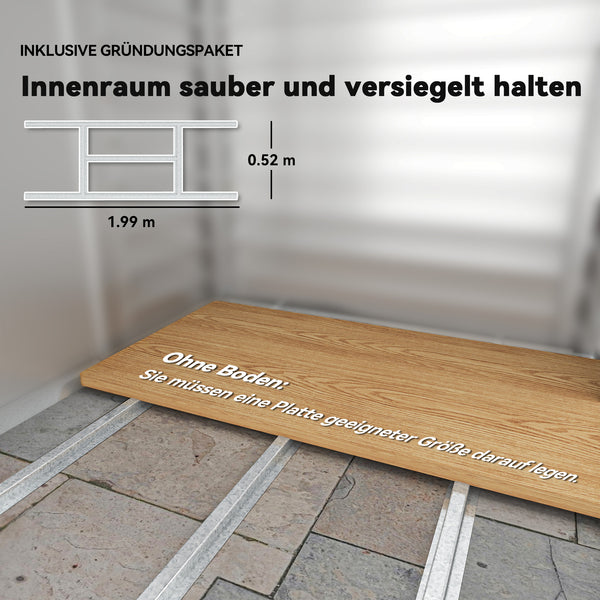Gerätehaus wetterfest mit Satteldach und Schiebetür grau