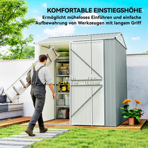 Gerätehaus Metall abschliessbar mit Satteldach und Lüftung für Garten