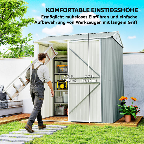 Gerätehaus Metall abschliessbar mit Satteldach und Lüftung für Garten