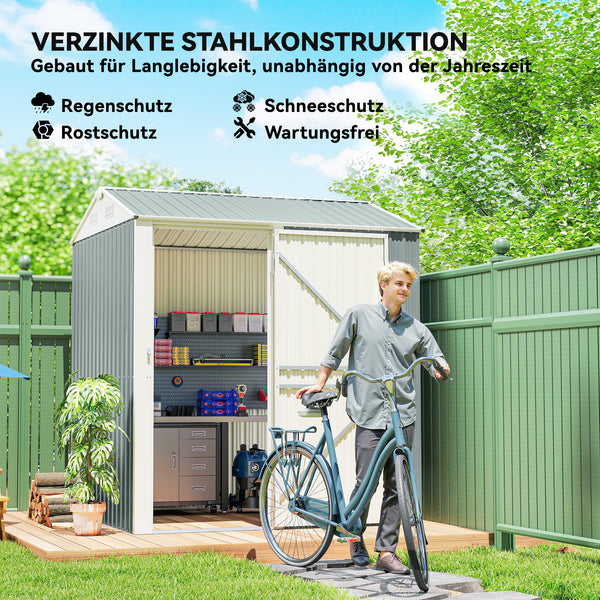 Gerätehaus Metall abschliessbar mit Satteldach und Lüftung für Garten