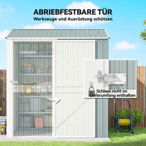 Gerätehaus Metall abschliessbar mit Satteldach und Lüftung für Garten