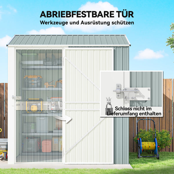 Gerätehaus Metall abschliessbar mit Satteldach und Lüftung für Garten