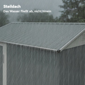 Gerätehaus Metall abschliessbar mit Satteldach und Lüftung für Garten