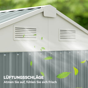 Gerätehaus Metall abschliessbar mit Satteldach und Lüftung für Garten