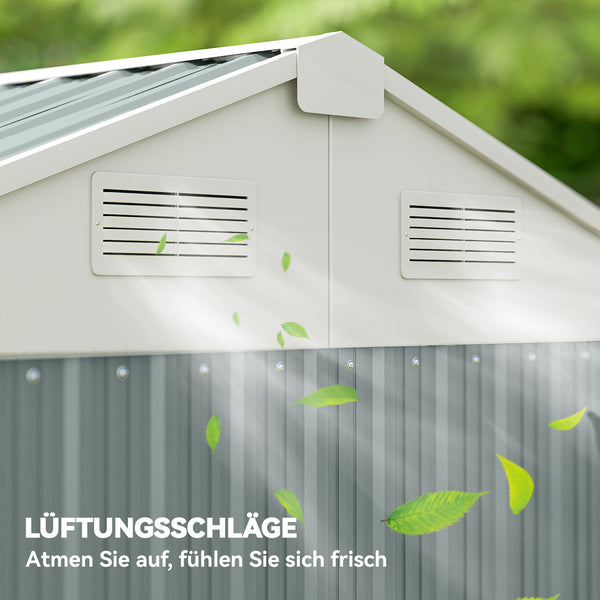 Gerätehaus Metall abschliessbar mit Satteldach und Lüftung für Garten