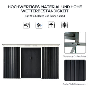 Gerätehaus mit Schiebetür und Lüftung Stahl dunkelgrau